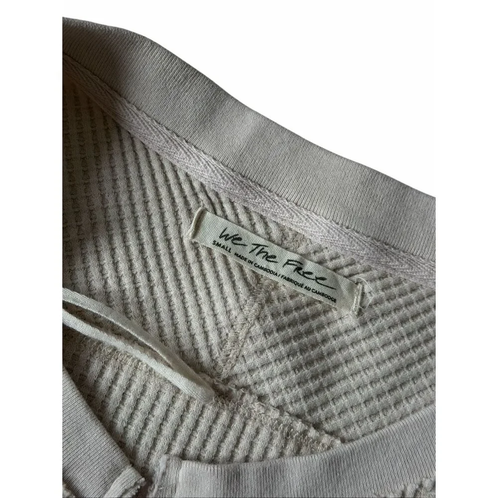 Free‎ People Top Henley Monterey Thermal Long Sleeve Light Pink Cream Small